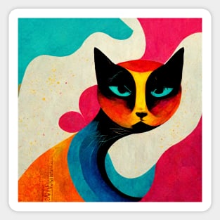 Abstract Cat Sticker